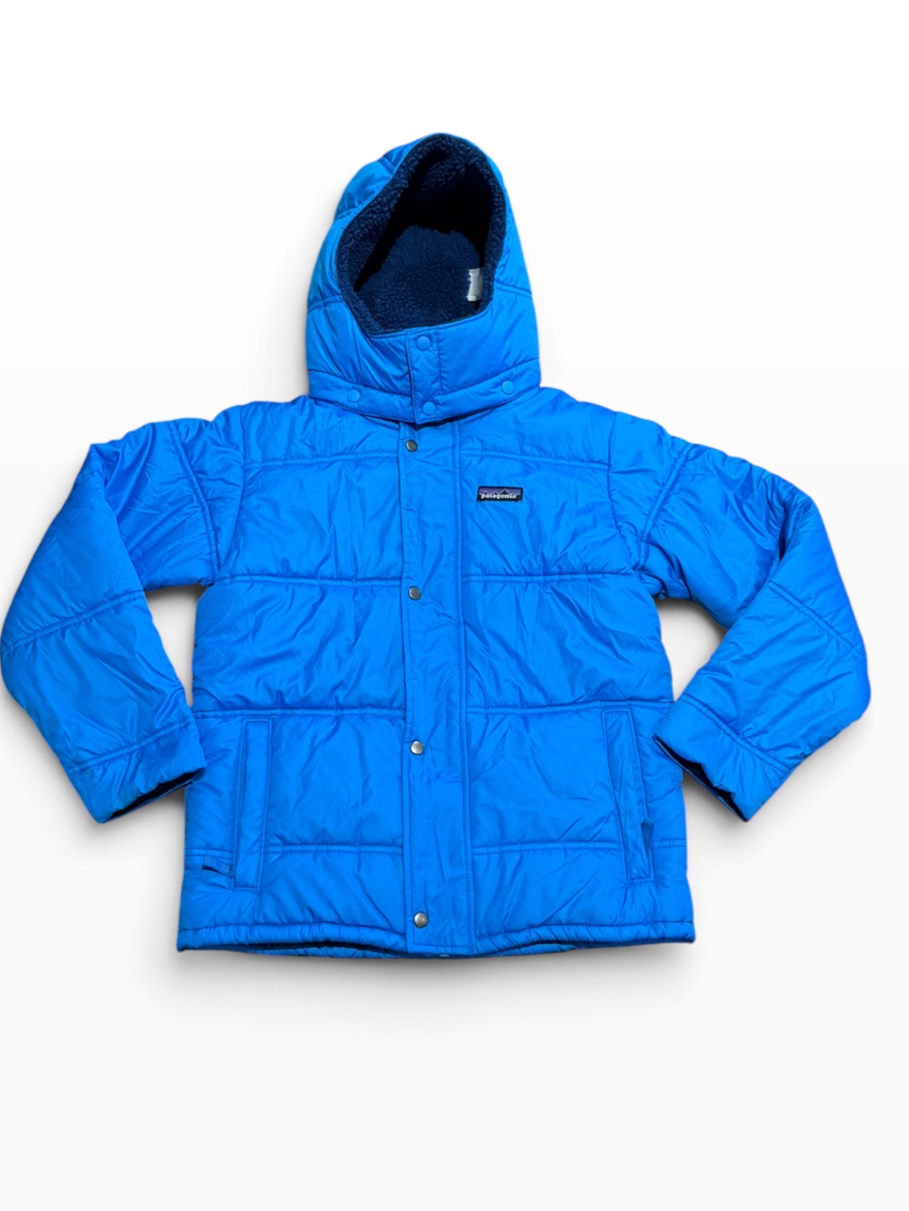 Patagonia Boys Medium (10) Royal Blue Puffer Coat with Removable Hood